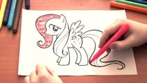 My Little Pony New Coloring Pages for Kids Colors Fluttershy Coloring colored markers felt pens