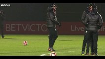 Klopp Gestures To The Photographer To Get Ready For A Curler He Is About To Do At Training 27-01-17