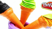 Play Doh Ice cream with Surprise Eggs playdough Toys Cone ICE CREAM