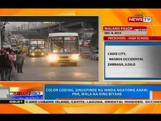NTG: Number coding, sinuspinde ng MMDA ngayong Lunes; PNR, wala na ring biyahe