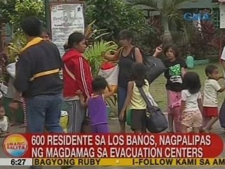 UB: 600 residente sa Los Baños, Laguna, nagpalipas ng magdamag sa evacuation centers