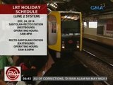 24Oras: LRT holiday schedule, inilabas na
