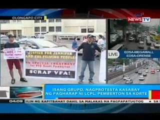 Isang grupo, nagprotesta kasabay ng pagharap n i LCpL. Pemberton sa korte