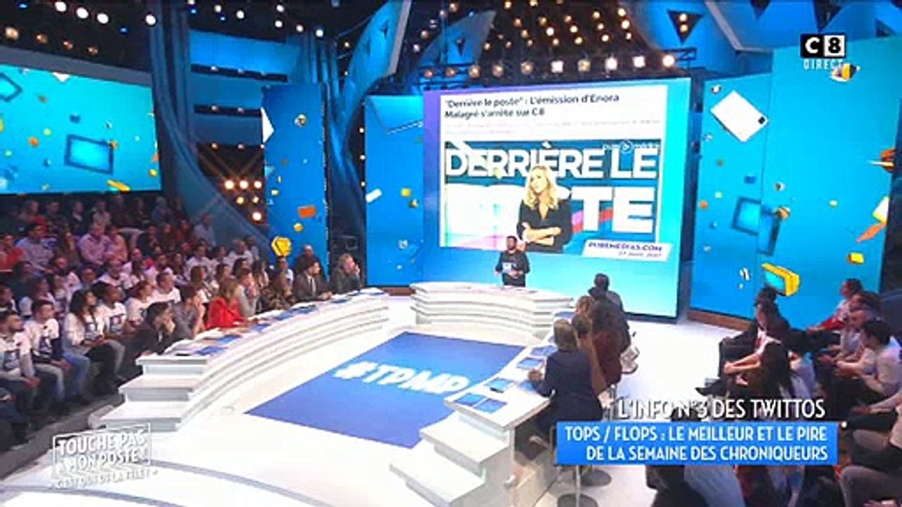 Enora Malagré réagit dans à l'arrêt de l'émission "Derrière le poste" dans TPMP hier soir - Regardez