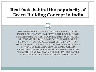 Real facts behind the popularity of green building concept in India