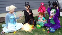 Spiderman Frozen Elsa & Pink Spidergirl VS Maleficent vs Doctor Surprise Egg Hunt! Superheroes IRL