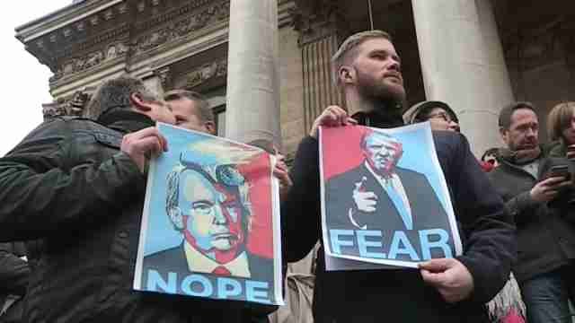 Protestan en Bruselas contra el veto de Trump a la inmigración