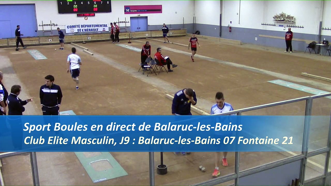 Troisième tour, tir rapide double, Premier tour : le tir progressif entre Balaruc-les-Bains et Fontaine, pour le compte de la neuvième journée du championnat de France des Clubs Elite masculin de Sport Boules, saison 2016-2017.