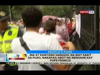 BT: Ina at kanyang sanggol na may sakit sa puso, nakapag-abot ng mensahe kay Pope Francis