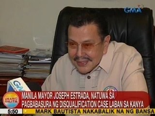 UB: Erap, natuwa sa pagbabasura ng disqualification case laban sa kanya