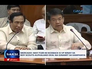 Saksi: Mercado: May P189-M kickback si VP Binay sa Boy Scouts-Alphaland deal na ginamit sa kampanya