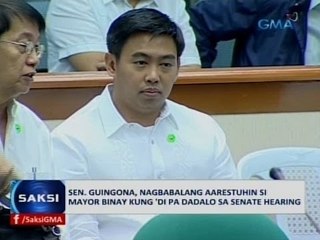 Saksi: Sen. Guingona, nagbabalang aarestuhin si Mayor Binay kung 'di pa dadalo sa Senate hearing