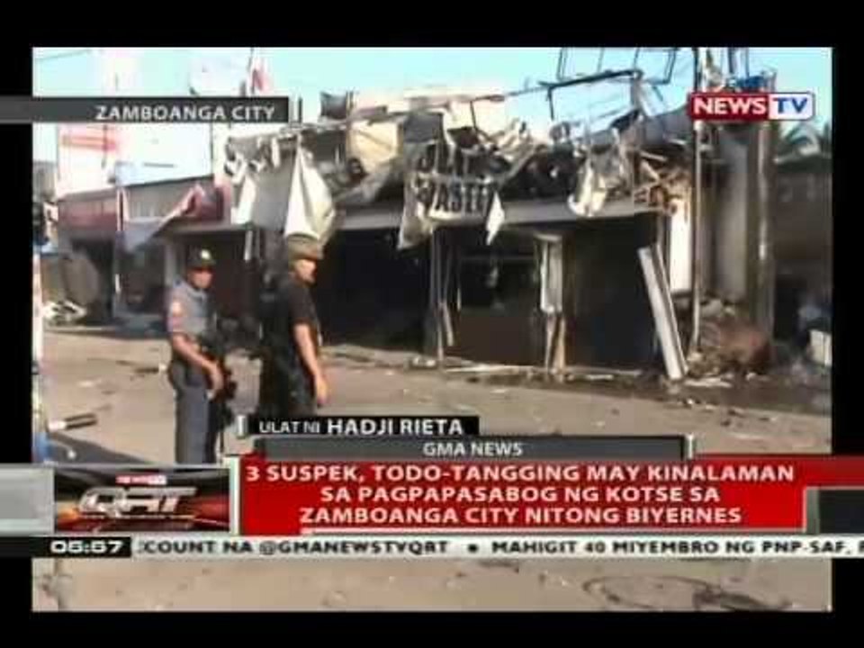 3 suspek, todo-tangging may kinalaman sa pagpapasabog ng kotse sa Zamboanga city nitong biyernes