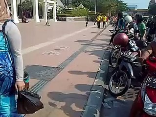 Смешная обезьяна катается на мопеде