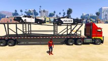 Police Cars Transportation with Spiderman Trucks Cars Cartoon for Kids Funny Nursery Rhymes Songs
