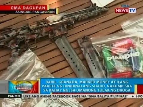 Baril, granada at ilang pakete ng hinihinalang shabu, nakumpiska sa isa umanong tulak ng droga