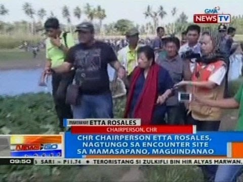 CHR chairperson Etta Rosales, nagtungo sa encounter site sa Mamasapano, Maguindanao