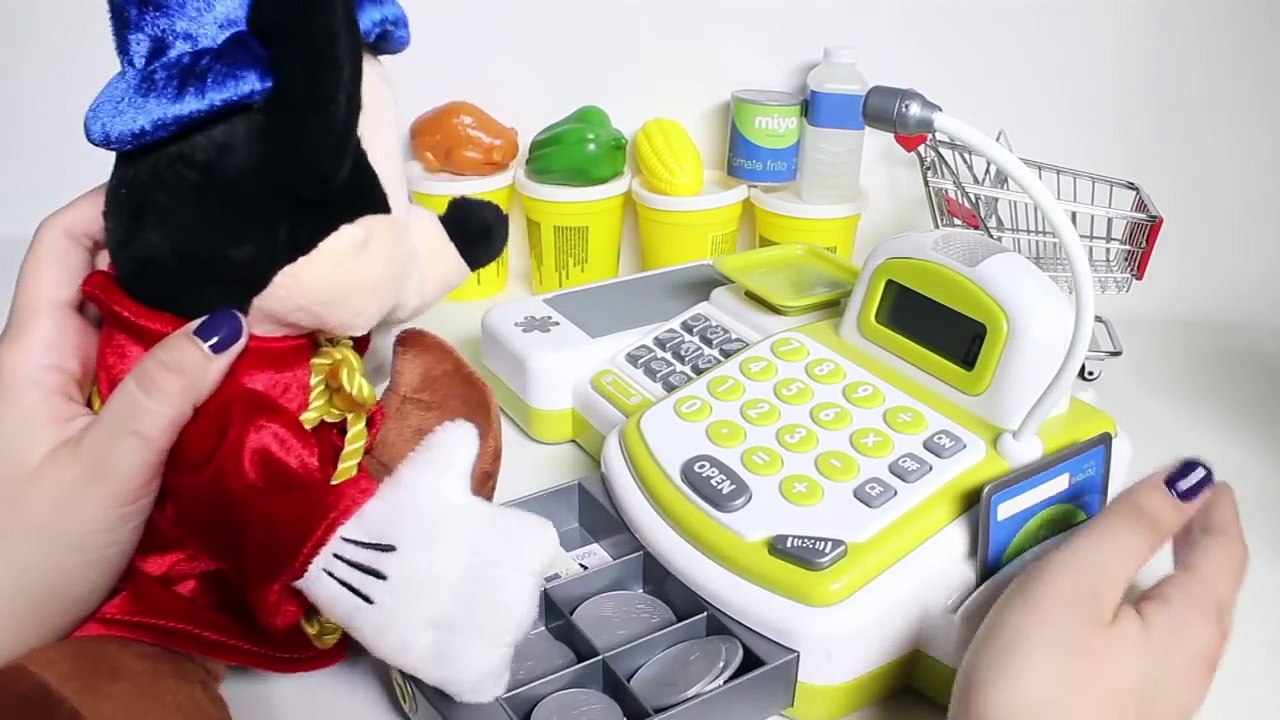 ❤ MICKEY MOUSE CASH REGISTER ❤ Supermarket Mickey Mouse Disney Toys Shopping Play Doh Food