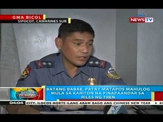 Batang babae, patay matapos mahulog mula sa kariton na pinapaandar sa riles ng tren