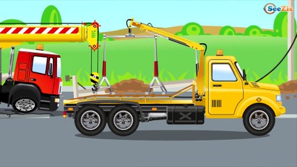 The Yellow Crane at work + 1 Hour kids videos compilation Bip Bip Cars & Trucks Cartoon for children