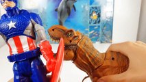 Captain America vs T Rex Superhero Action Figure Battles Dinosaur Toy