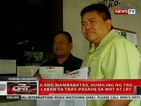 QRT: Ilang mambabatas, humiling ng TRO laban sa taas-pasahe sa MRT at LRT