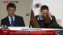 Hamon n'attend pas la fin du discours de Valls pour s'exprimer (et s'accapare donc toute l'attention médiatique)