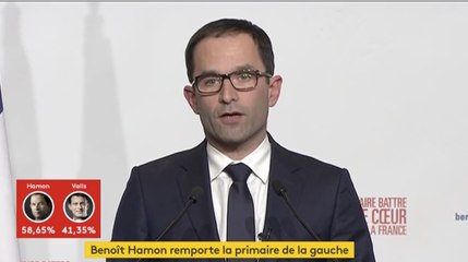 "Je veux commencer par rassembler les socialistes" : le discours de victoire de Benoît Hamon en intégralité