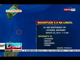 NTVL: Magnitude 3.9 na lindol, yumanig sa Batanes