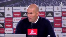 Zidane en rueda de prensa tras la victoria ante la Real Sociedad en el Bernabéu