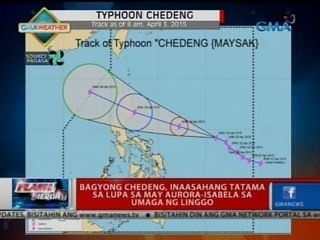 FR: Bagyong Chedeng, inaasahang tatama sa lupa sa may Aurora-Isablea sa umaga ng Linggo