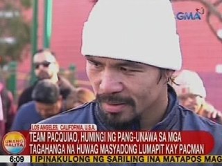 UB: Team Pacquiao, humingi ng pang-unawa sa mga fans na huwag masyadong lumapit kay Pacman
