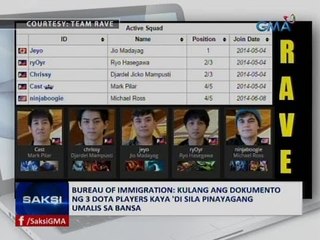 Bureau of Immigration: kulang ang dokumento ng 3 Dota players kaya 'di sila pinayagang umalis