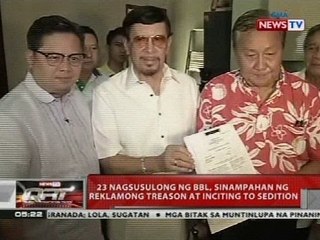 23 nagsusulong ng BBL, sinampahan ng reklamong treason at inciting to sedition