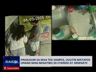 Saksi: Pagsusuri sa milk tea sample, uulitin matapos unang mag-negatibo sa cyanide at arsenate
