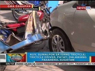 AUV, sumalpok sa isang tricycle sa Calasiao, Pangasinan; tricycle driver, patay