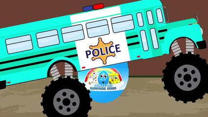 Police Monster Truck Learning Colors - Teaching Colours for Kids - Monster Trucks Video for Children