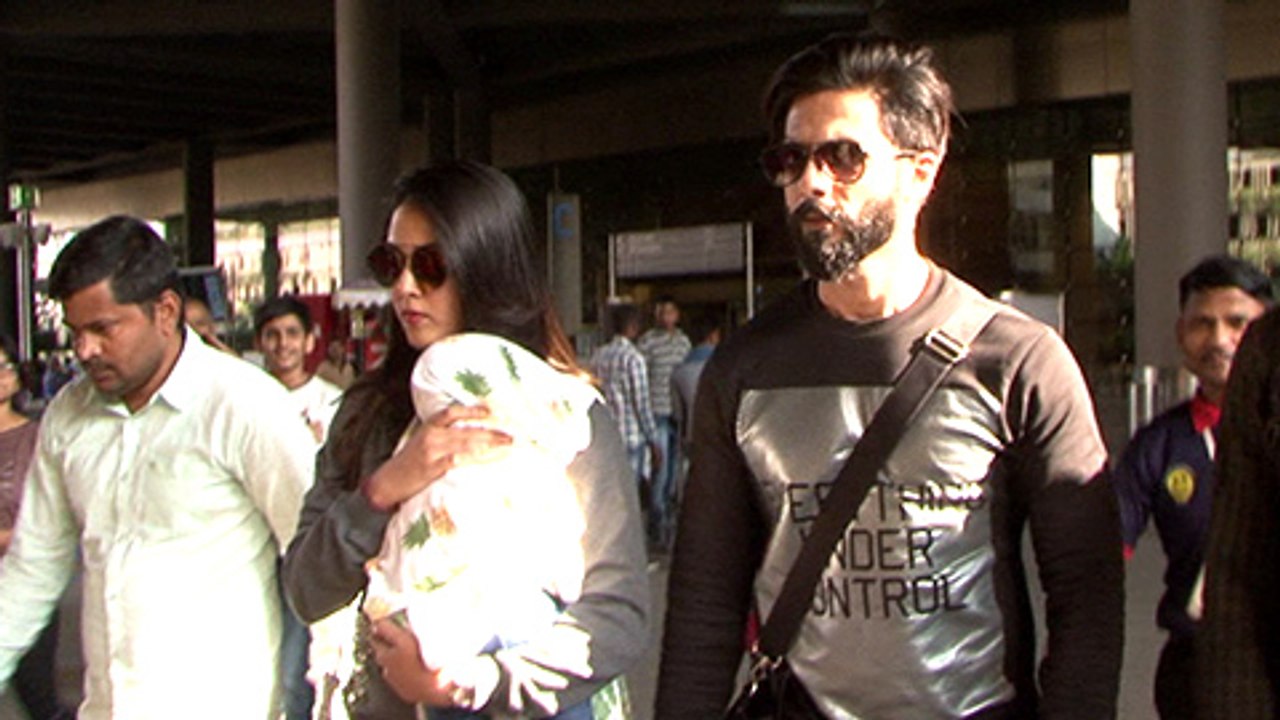 Shahid Kapoor & Mira Rajput With Baby Misha At Mumbai Airport  Spotted