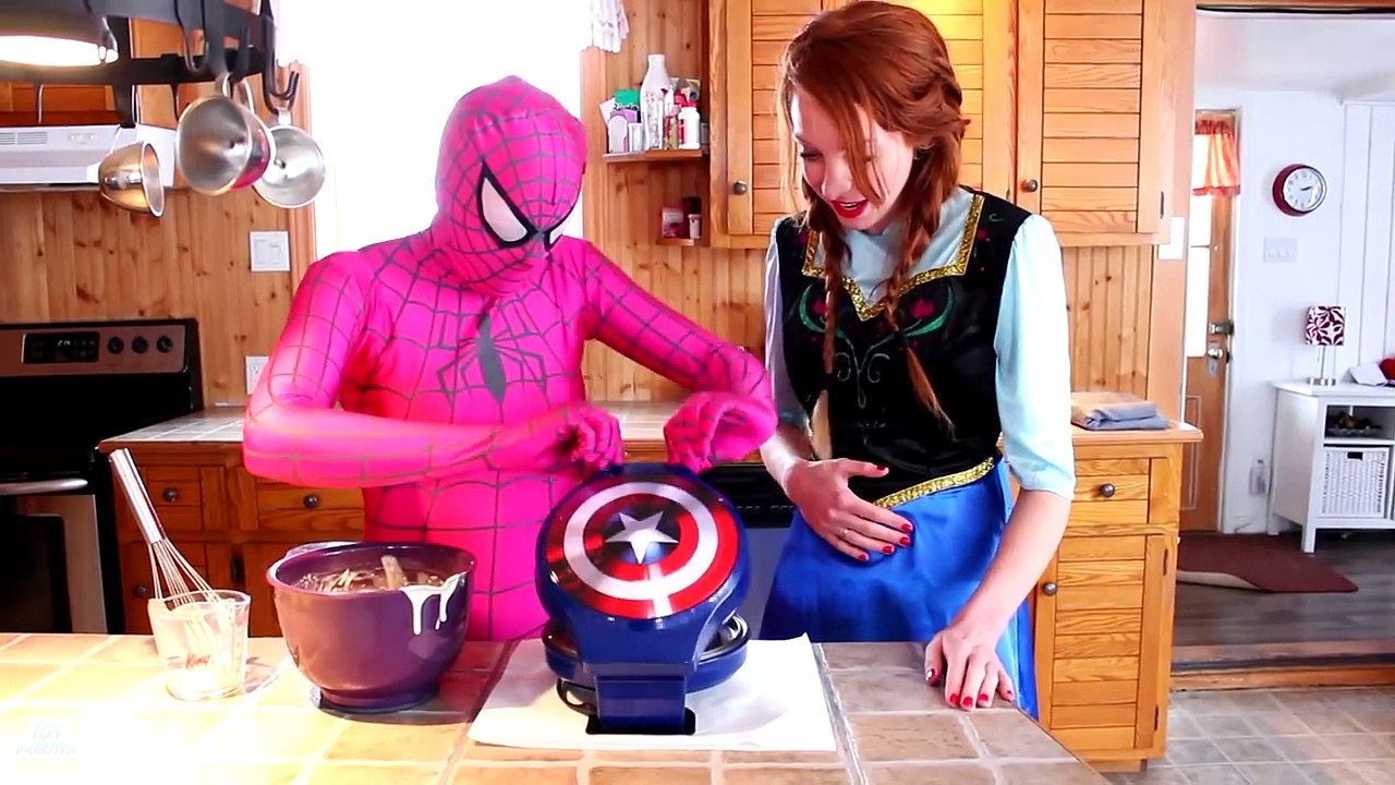 Spiderman & Frozen Elsa vs Maleficent! w/ Pink Spidergirl Anna Joker Spiderbaby! Superhero