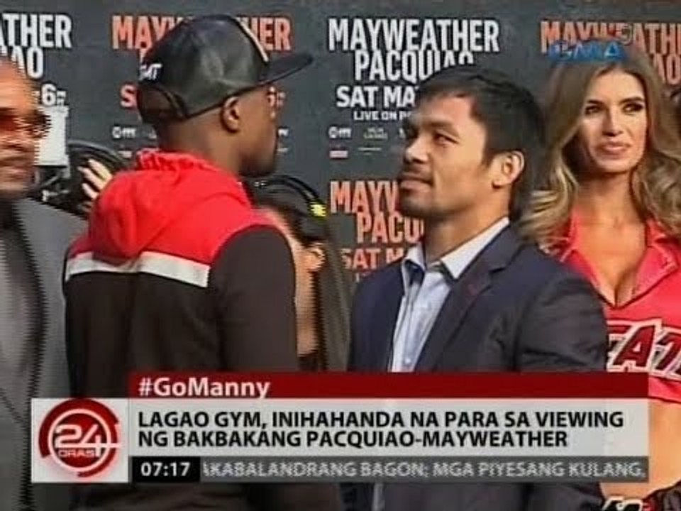 24Oras: Lagao Gym, inihahanda na para sa viewing ng bakbakang Pacquiao-Mayweather