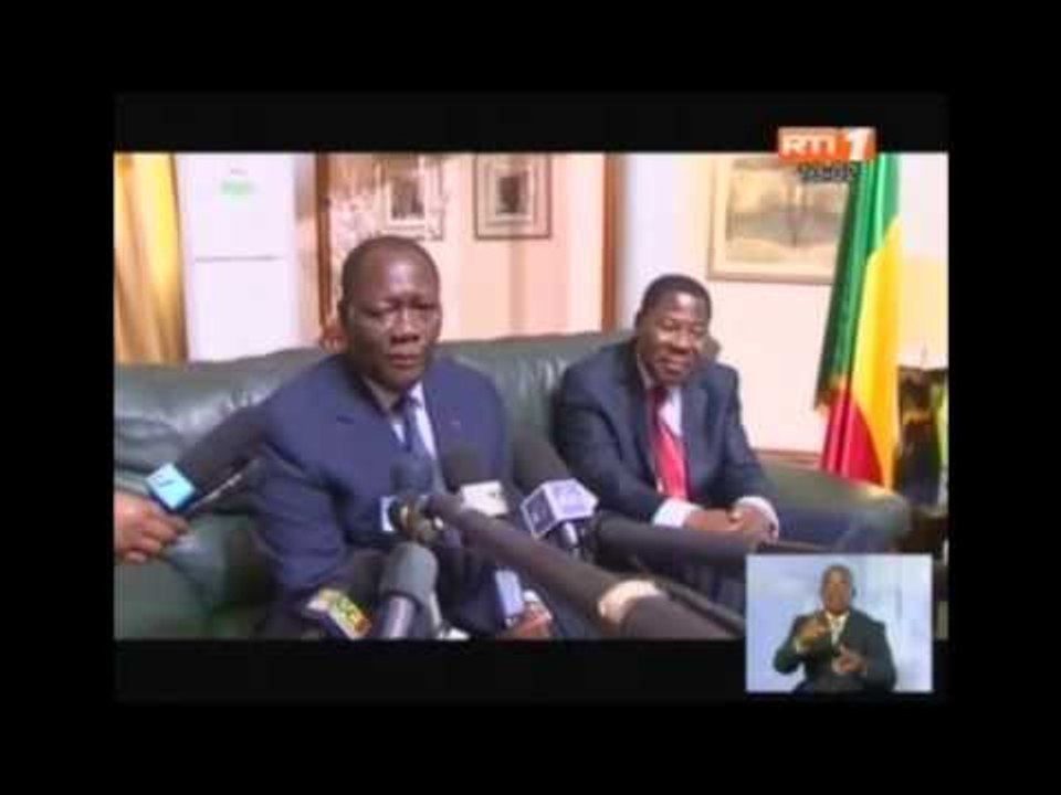 Le President Ouattara a été accueilli a Cotonou par son homologue Yayi Boni