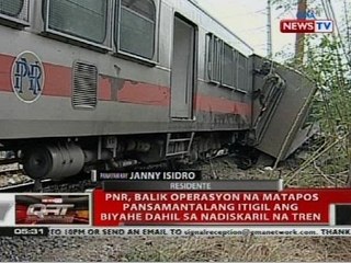 PNR, balik operasyon na matapos pansamantalang itigil ang biyahe dahil sa nadiskaril na tren