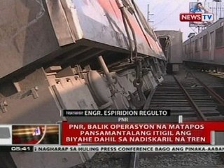 Pagtatanggal sa bagon ng nadiskaril na tren ng PNR, nagpapatuloy