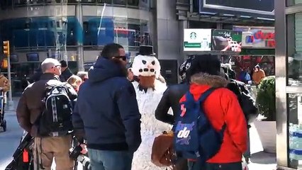 Scary Snowman Terrorizes New York City