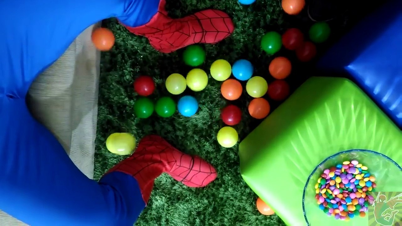 Frozen Elsa Poo Colored Balls! Spiderman and Frozen Elsa VS Joker PRANK! Fun Superhero In Real Life