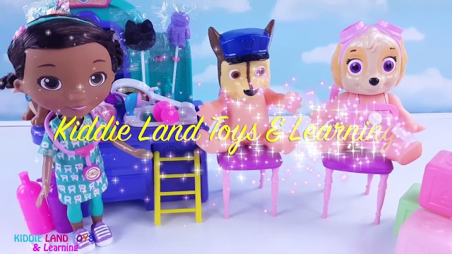 Sick Paw Patrol Skye Marshall Baby Dolls Visit Doc McStuffins for Checkup and Immunizations