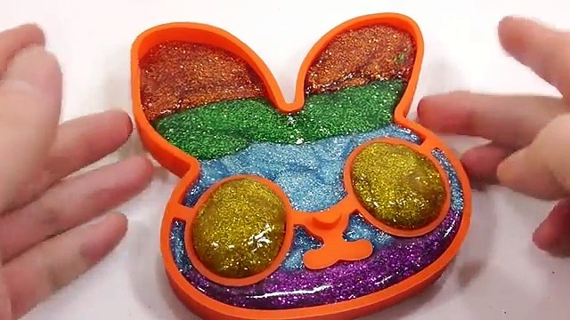 DIY How To Make Colors Glitter Slime Rabbit Learn Colors Glitter Slime Clay Icecream