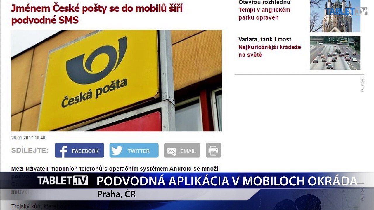 Falošná mobilná aplikácia Českej pošty môže vykradnúť účet