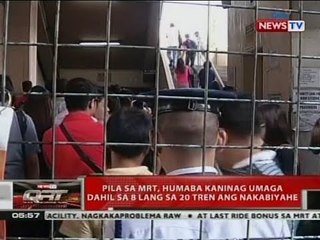 QRT: Pila ng MRT, humaba kaning umaga dahil sa 8 lang sa 20 treng ang nakabiyahe