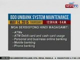 NTG: BDO Unibank, magsasagawa ng system maintenance bukas